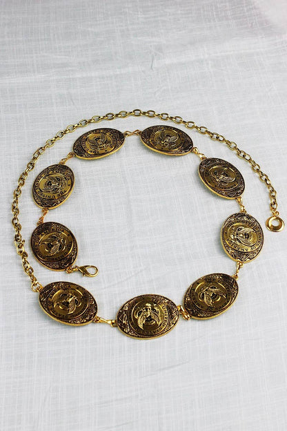 Montana Western BOHO: Eagle Chain Belt – Antique Gold Oval Buckle