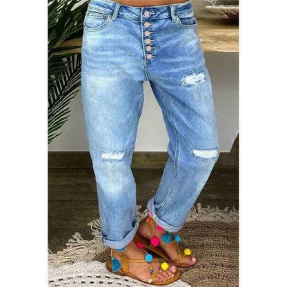 Loose Distressed traight Leg Pants: Montana Boho Western Spirit Fashion: