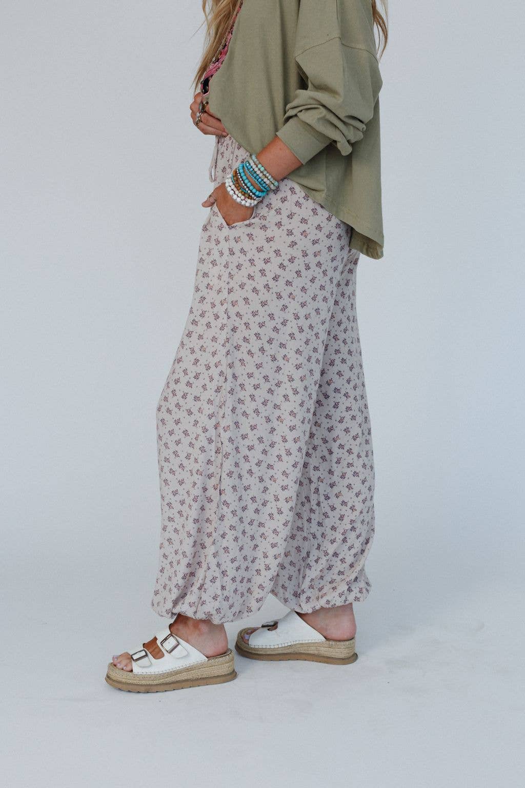 Free Spirit Dreamer: Wide Leg Cinched Pants - Taupe