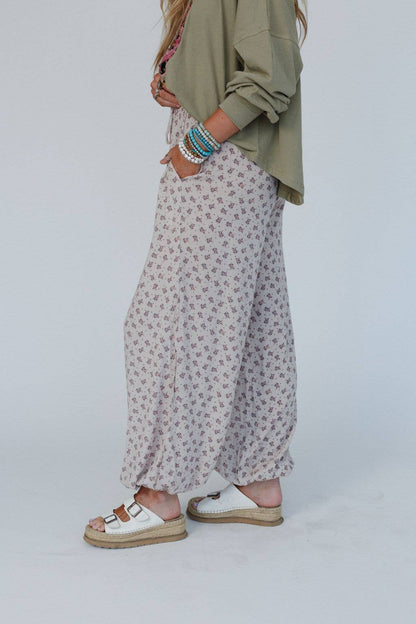 Free Spirit Dreamer: Wide Leg Cinched Pants - Taupe