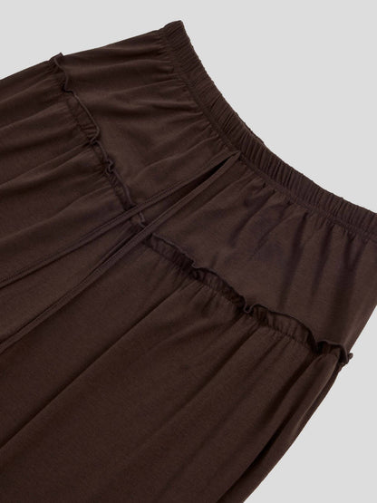 Ruffle Tiered Lace-Up Pants: Flirty Ruffle  & Light Weight—Montana Boho Western Spirit Fashion:
