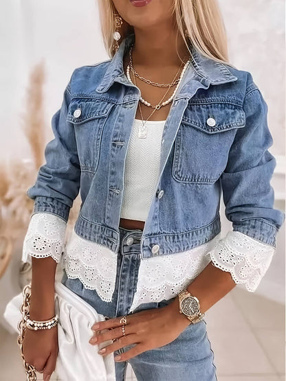 Boho lace trim denim jacket— Montana Boho Western Spirit Fashion: