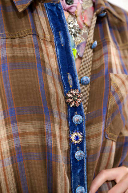 BoHo Fashion: Anna Button Up Shirt Dress | Plaid Maxi | Peacock Print