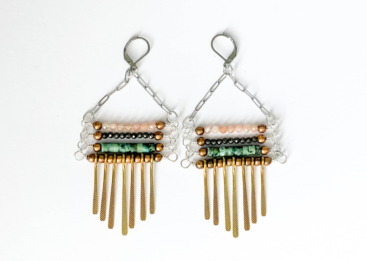 Montana Boho/Western Spirit Jewelry: Natural Stone and mixed metal earrings
