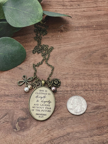 She is clothed in strength and dignity Proverbs 31 necklace: Montana Boho Western Spirit Jewelry