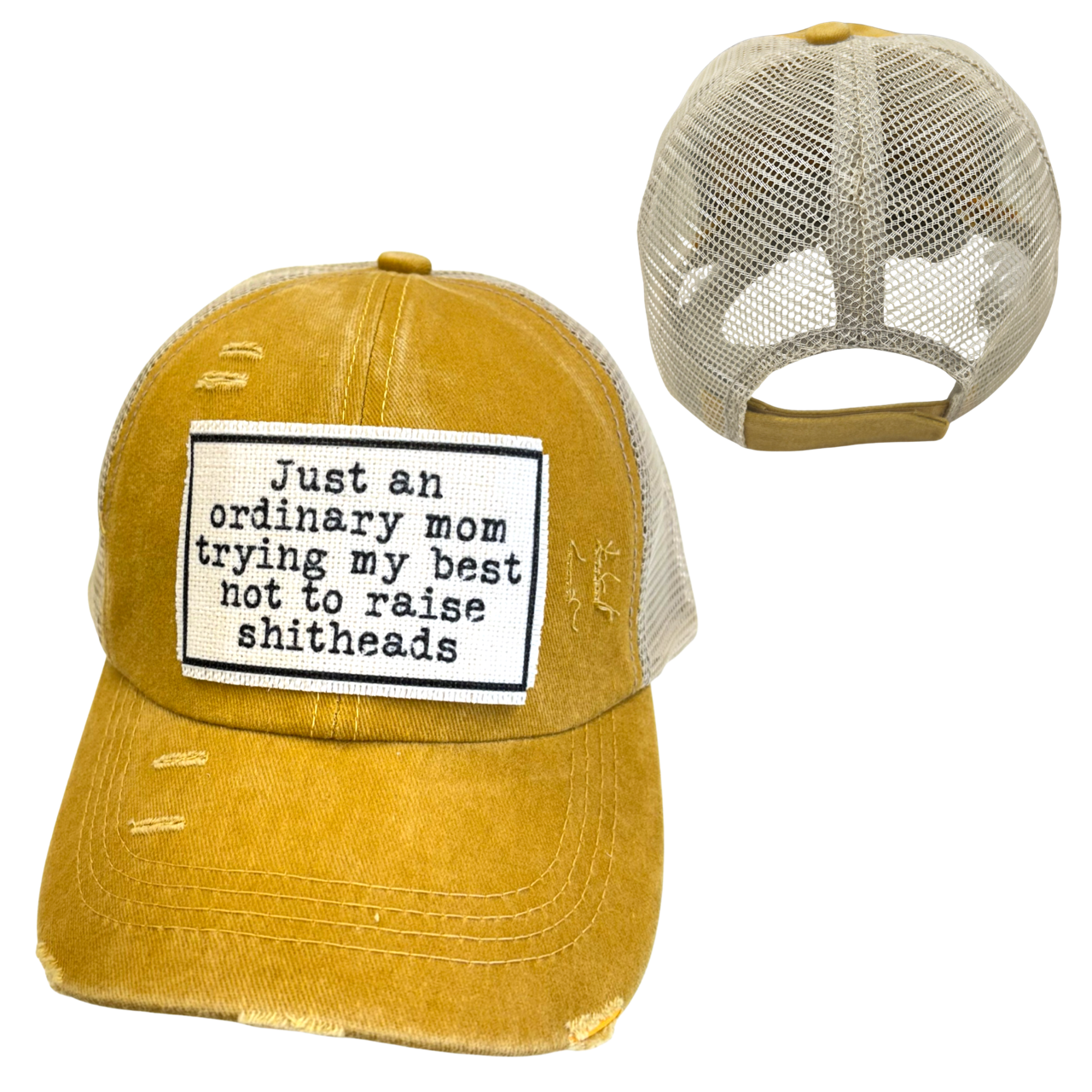 MOM TRYING NOT TO RAISE SHITHEADS | WOMAN'S HAT | DISTRESSED