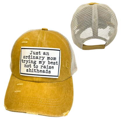 MOM TRYING NOT TO RAISE SHITHEADS | WOMAN'S HAT | DISTRESSED
