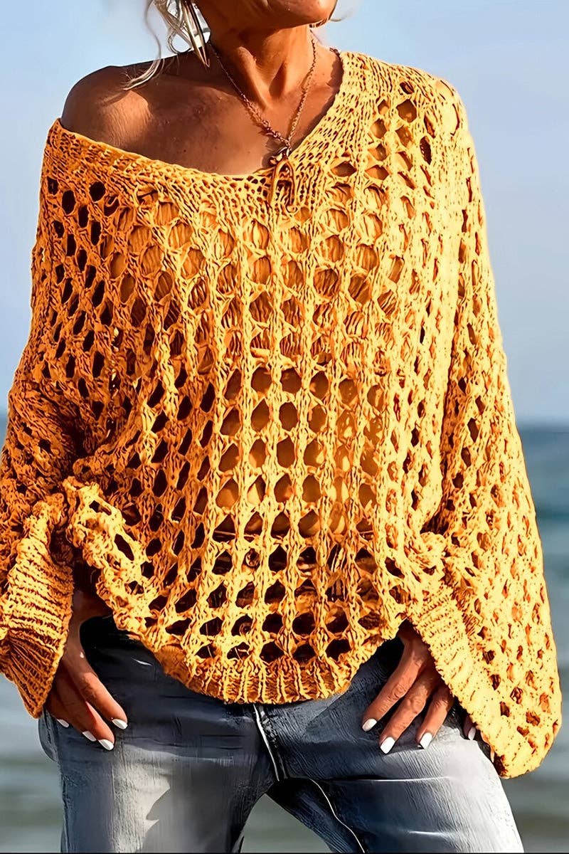 Open-Knit Off-Shoulder Sweater Blouse: FREE SPIRIT DREAMER Series: Boho & Free-People loving styles.