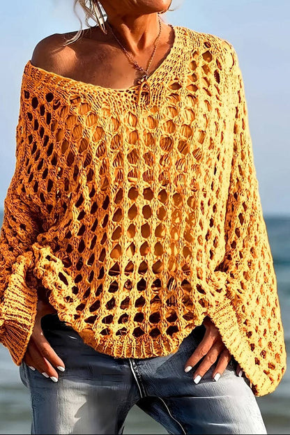 Open-Knit Off-Shoulder Sweater Blouse: FREE SPIRIT DREAMER Series: Boho & Free-People loving styles.