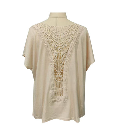 Backless Crochet Short-Sleeve T-Shirt Top— FREE SPIRIT DREAMER Series: Boho & Free-People loving styles.