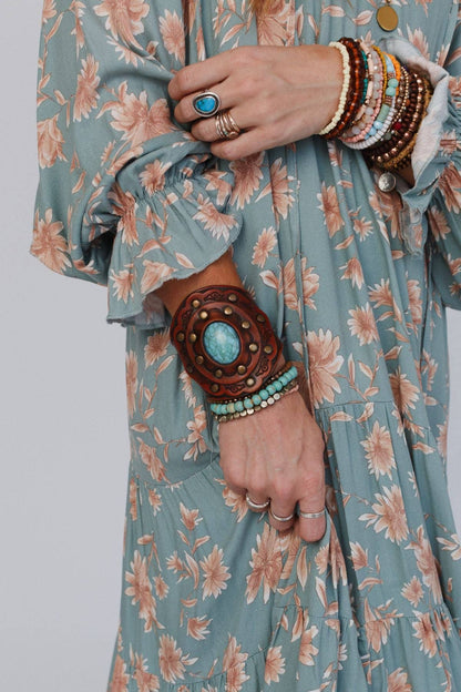Montana Boho Western Spirit Jewerly: Aegean Boho Leather Cuff Bracelet - Brown