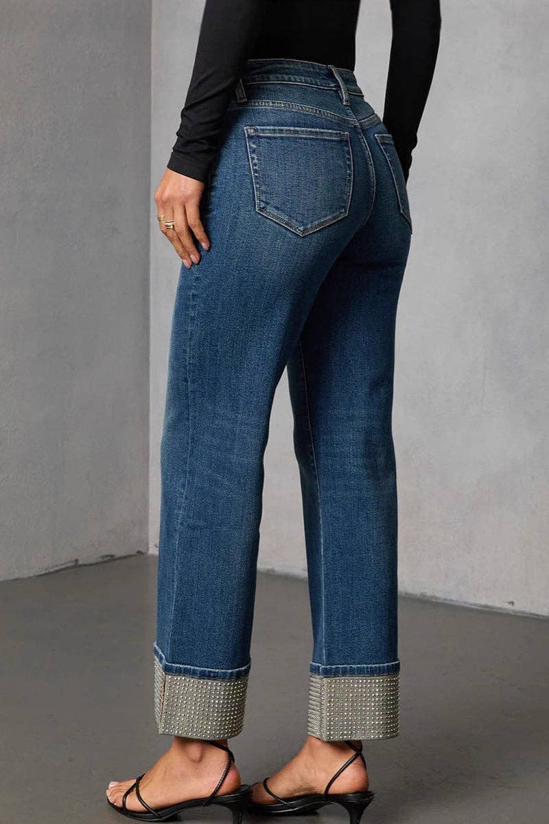 Simply Irresistible, Be the showstopper: Studded Cuff Straight-Leg Jeans