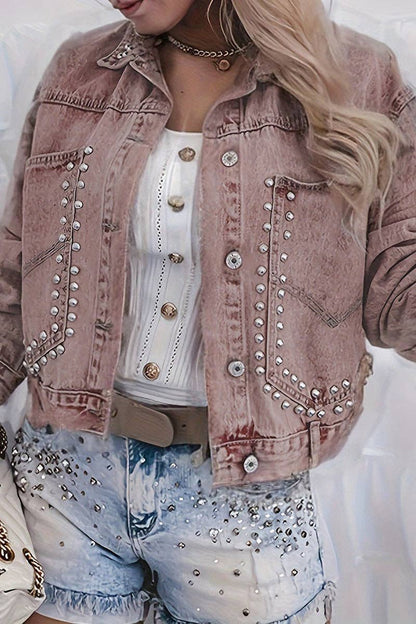 Montana Boho Western Spirit Fashion: Studded Denim Jacket with Button Accents