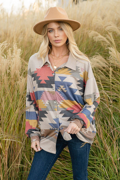 Aztec Cara Women's Button Down Shirt/Jacket