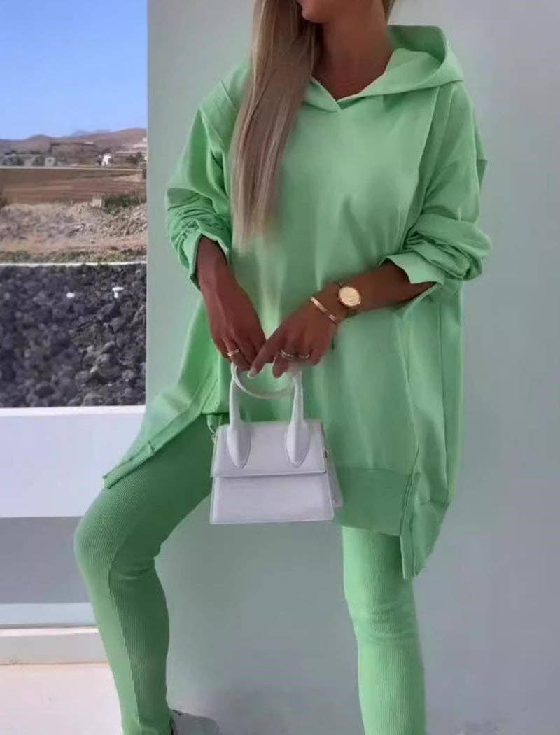 Casual Wanderer COMFY Series: Solid Hoodie and Leggings Set