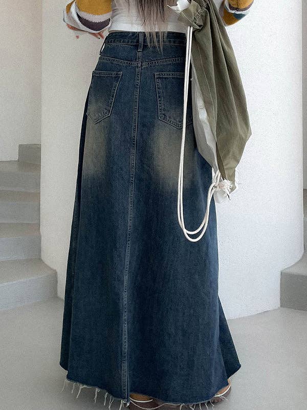 A-Line High Waisted Fringed Gradient Split-Joint Skirts: Montana Boho Western Spirit Fashion: