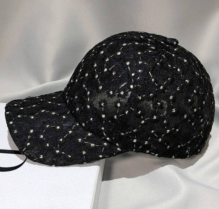 Boho Lace Mesh Cap Daisy Floral Baseball Cap