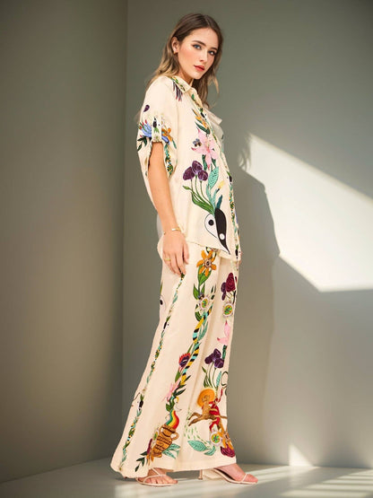Graphic Print Shirt & Pants Set: Be A Show-Stopper—Simply IRRESISTIBLE: