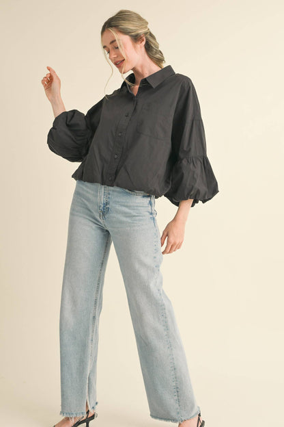 BUTTON DOWN BUBBLE SLEEVE TOP: FREE SPIRIT DREAMER Series: Boho &amp; Free-People loving styles.