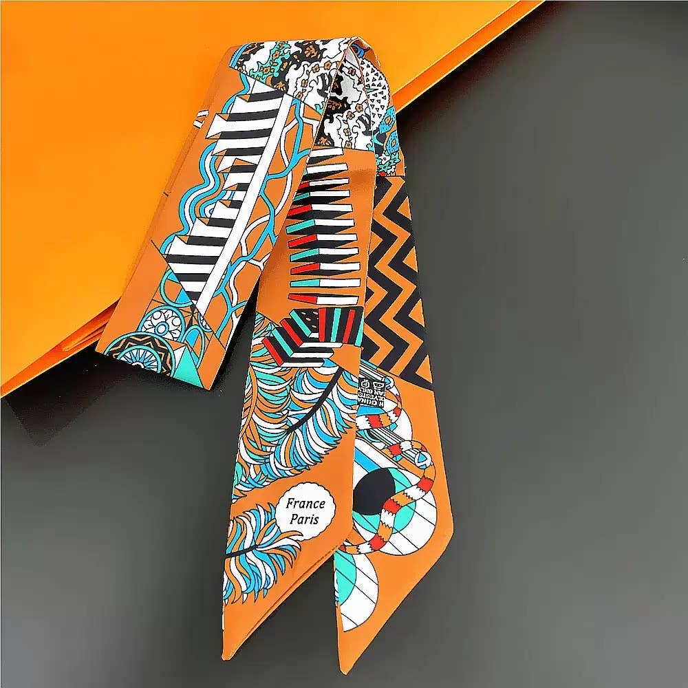 MULTI PATTERN SKINNY SCARF, Pink Twilly