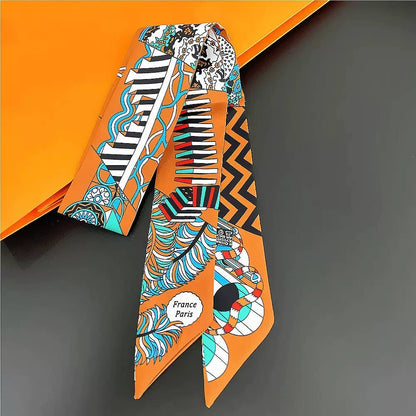 MULTI PATTERN SKINNY SCARF, Pink Twilly