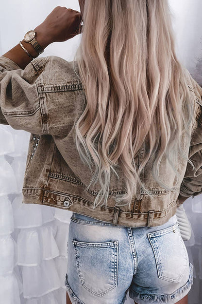 Montana Boho Western Spirit Fashion: Studded Denim Jacket with Button Accents