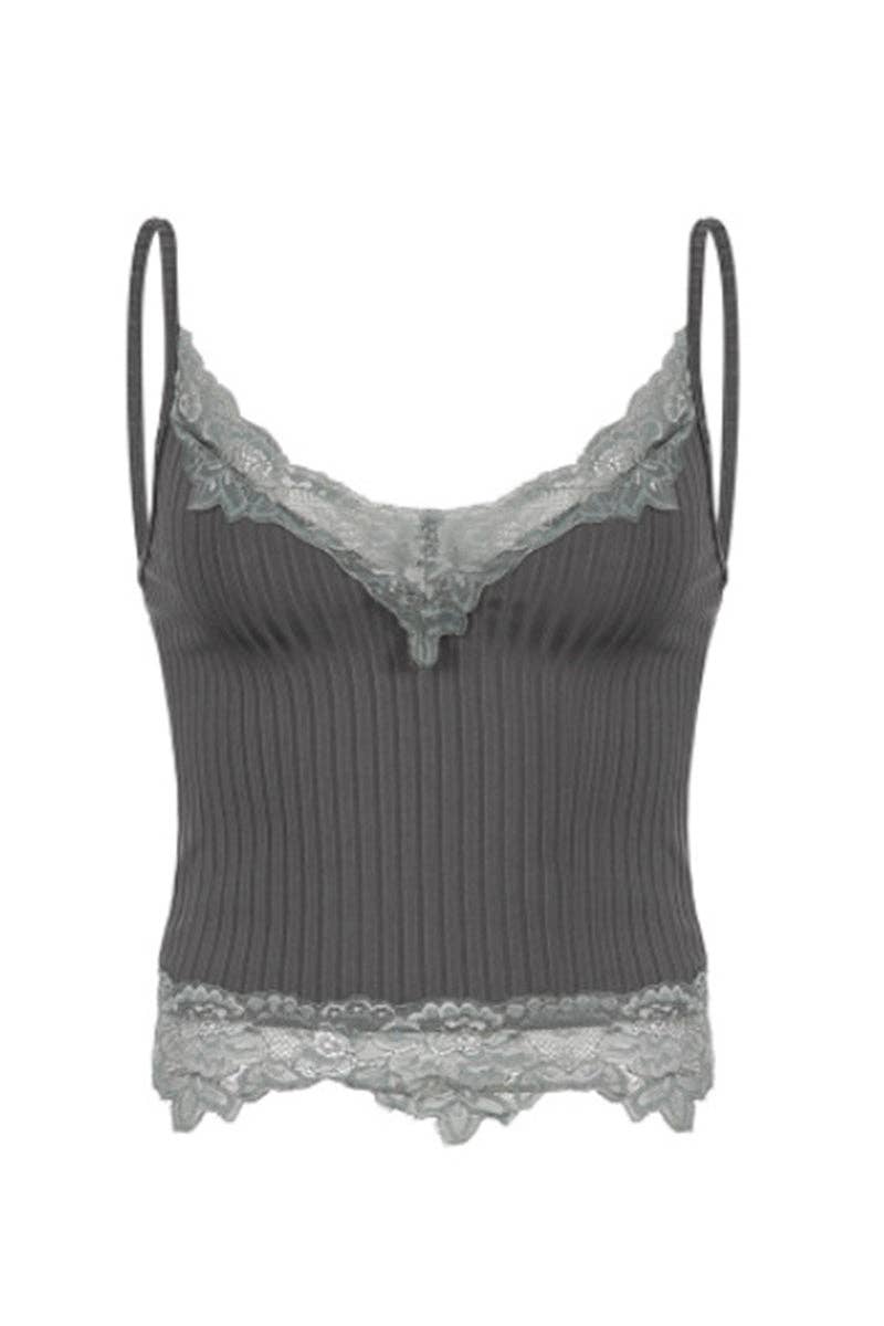 Lace Trim V-Neck Camisole (Tank)