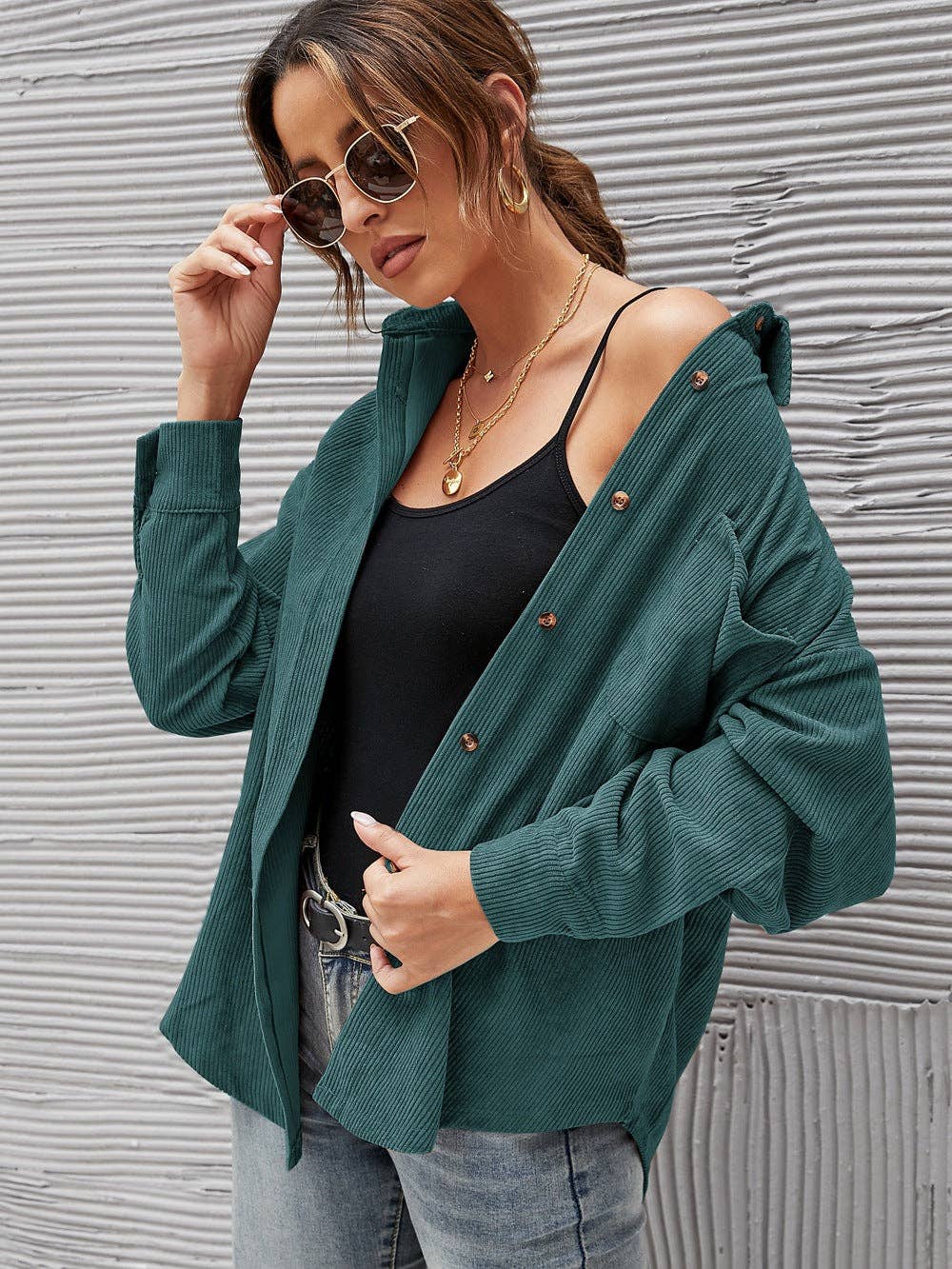 Montana Boho Western Spirit Fashion: Oversized Corduroy Button-Up Shirt