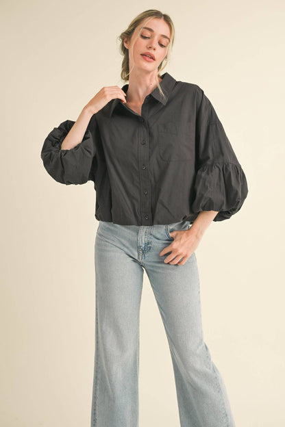 BUTTON DOWN BUBBLE SLEEVE TOP: FREE SPIRIT DREAMER Series: Boho &amp; Free-People loving styles.