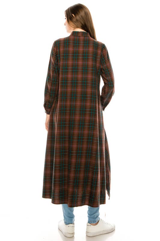 Montana Boho Western Spirit: Duster/Shirt Long Length Brown and Green