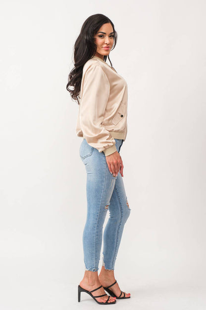 Satin Bomber Jacket: Be A Show-Stopper—Simply IRRESISTIBLE: