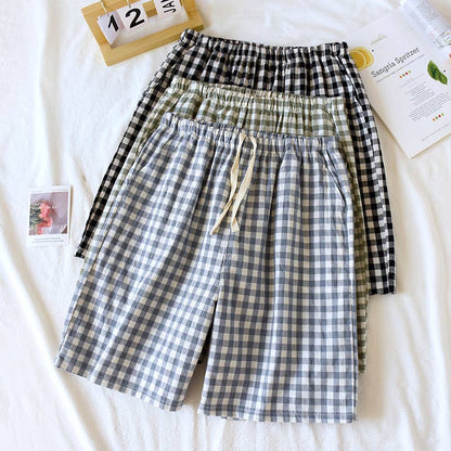Soft cozy easy Gingham short cotton daily lounge short