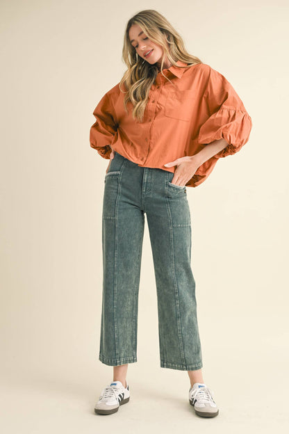 BUTTON DOWN BUBBLE SLEEVE TOP: FREE SPIRIT DREAMER Series: Boho &amp; Free-People loving styles.