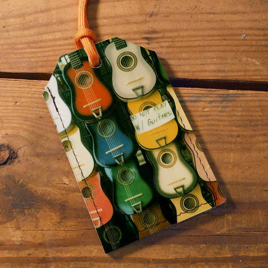 Leather Luggage Tag: Guitars