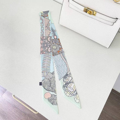 MULTI PATTERN SKINNY SCARF, Pink Twilly