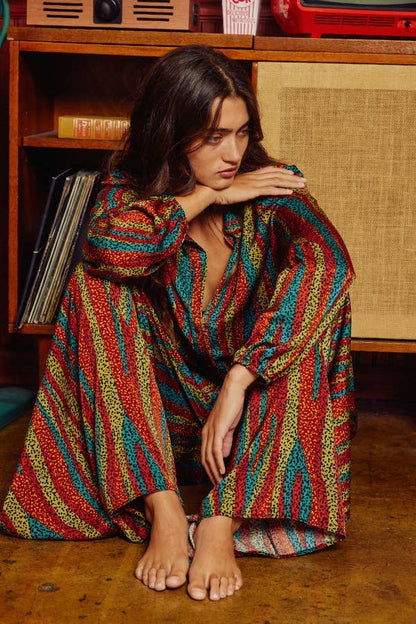 Montana Boho Western Spirit Fashion: Multi Color Long Sleeve Shirt Blouse