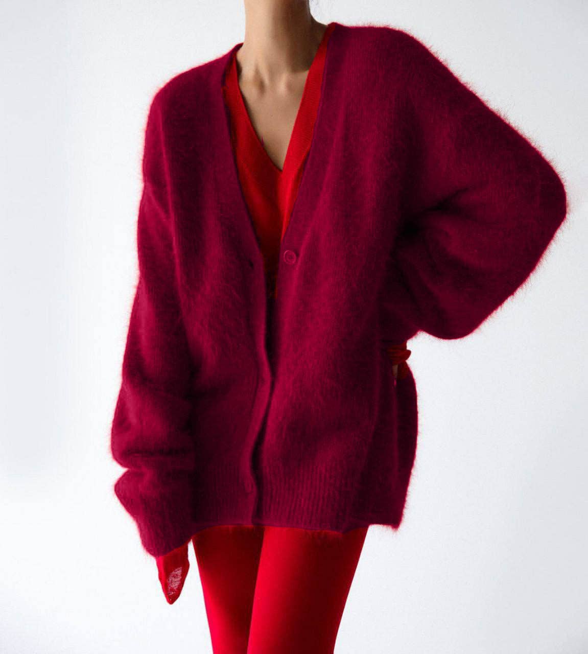 FREE SPIRIT DREAMER Series: Faux Mink Knit Oversized Cardigan Soft Cozy Sweater