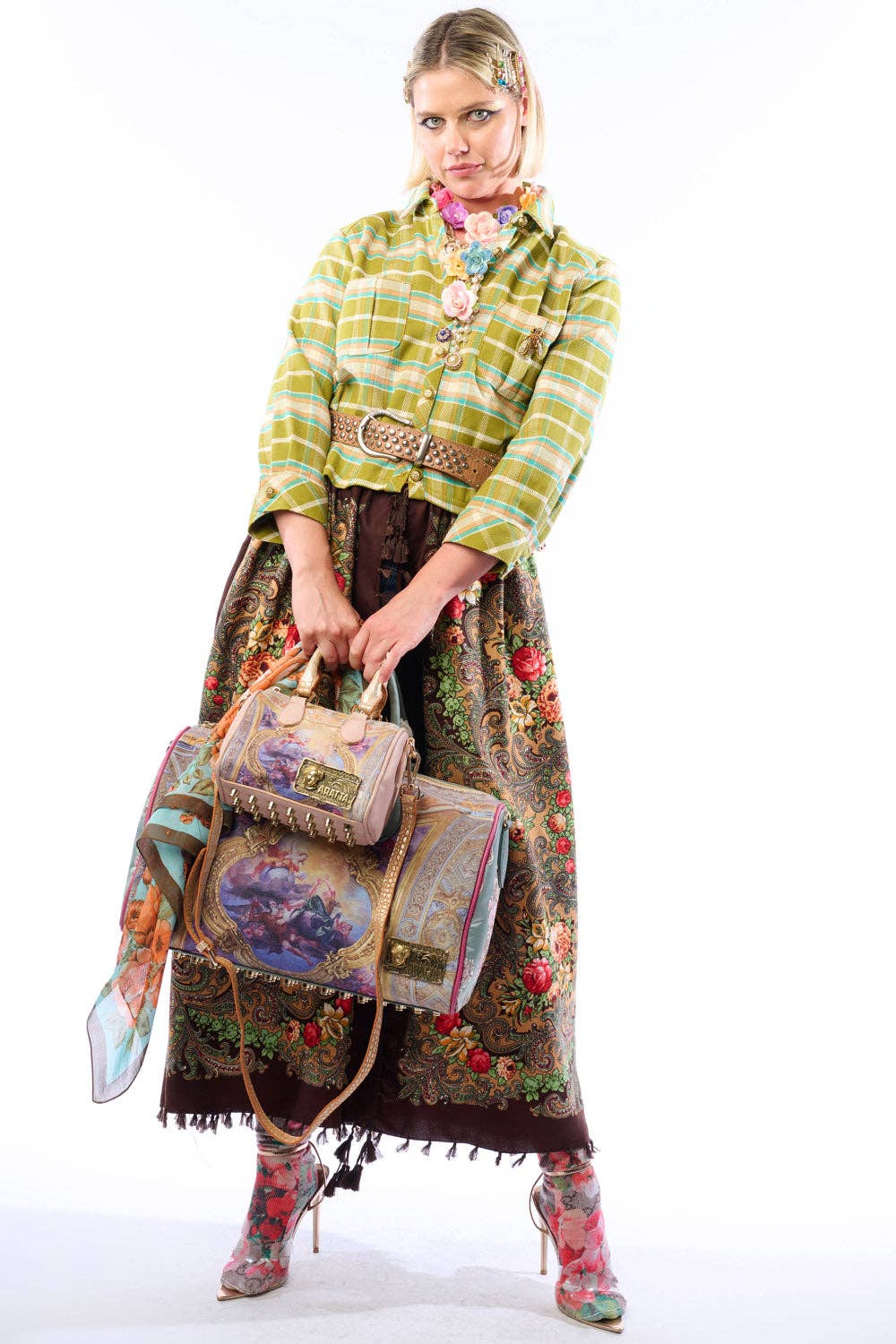 Boho Fashion:  Be the showstopper: Beatrice Maxi Shirt-Olive; Floral Shirt Duster