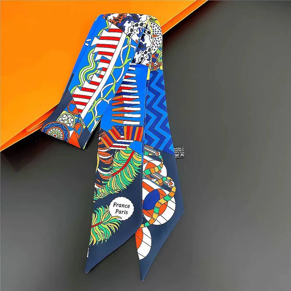 MULTI PATTERN SKINNY SCARF, Pink Twilly