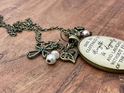 She is clothed in strength and dignity Proverbs 31 necklace: Montana Boho Western Spirit Jewelry