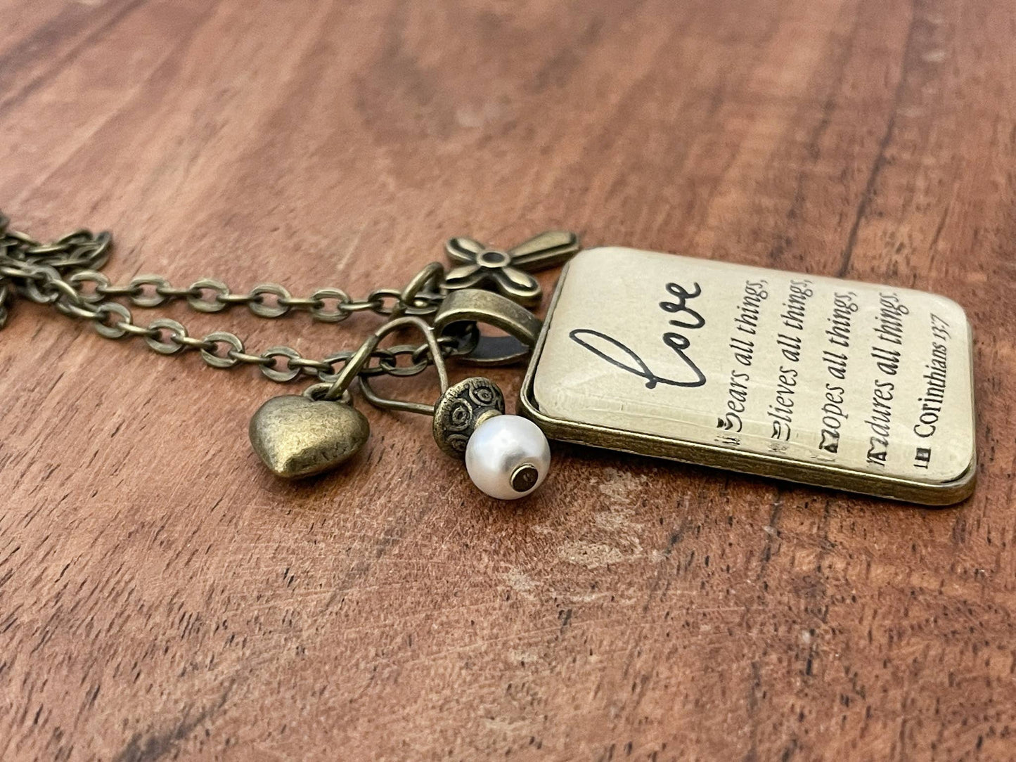 Love Bears All Things 1Corinthians 13:7 Bible verse Necklace: Montana Boho Western Spirit Jewelry