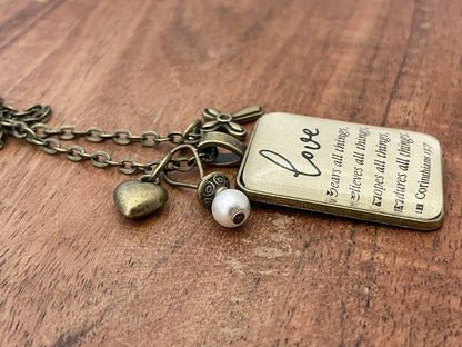 Love Bears All Things 1Corinthians 13:7 Bible verse Necklace: Montana Boho Western Spirit Jewelry