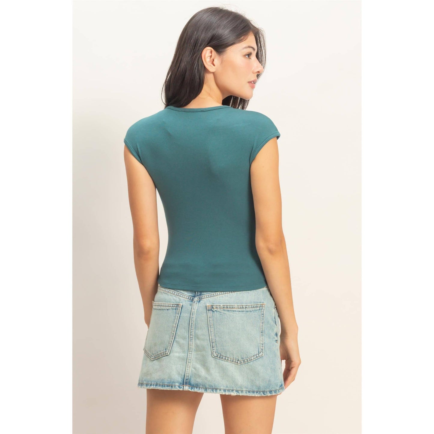 V-Neck Cap Sleeve Top