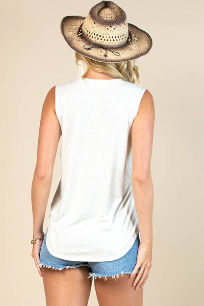 Montana Boho/Western Spirit Fashion: BARB AZTEC GRAPHIC SLEEVELESS TOP