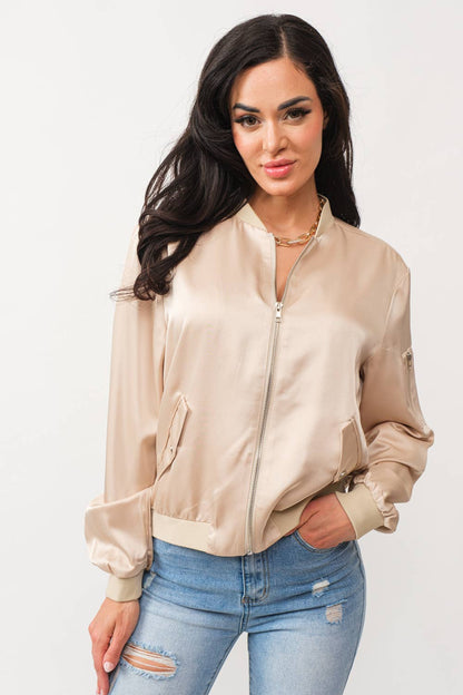 Satin Bomber Jacket: Be A Show-Stopper—Simply IRRESISTIBLE: