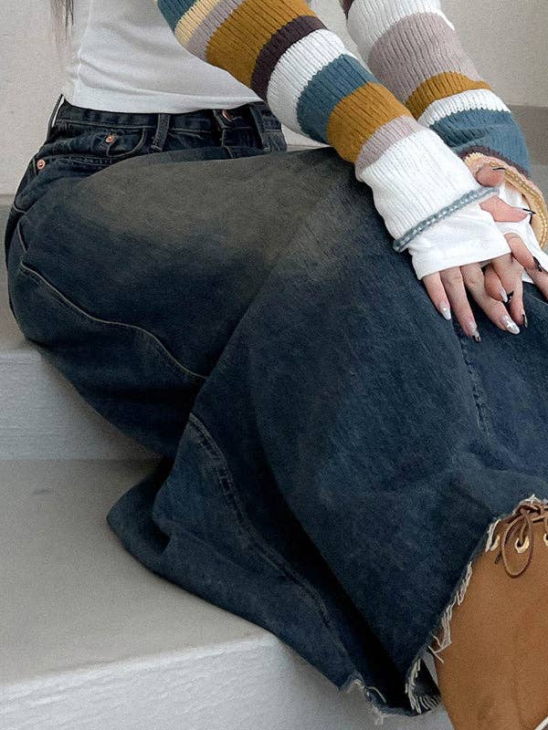 A-Line High Waisted Fringed Gradient Split-Joint Skirts: Montana Boho Western Spirit Fashion: