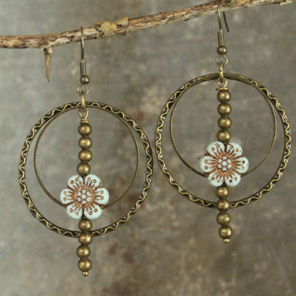 Picasso Wildflower Powder Blue Glass Bead Earrings: FREE SPIRIT DREAMER Series: Boho & Free-People loving styles.