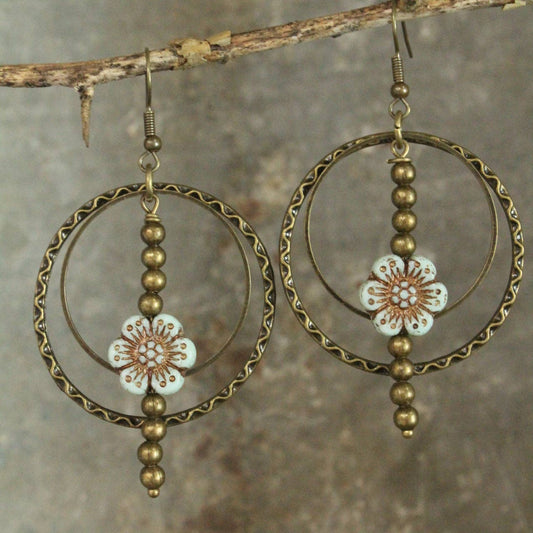 Picasso Wildflower Powder Blue Glass Bead Earrings: FREE SPIRIT DREAMER Series: Boho & Free-People loving styles.
