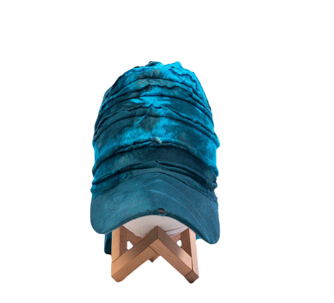 FREE SPIRIT DREAMER Series: Blue Tie Dye Cap with Headband | Tie at Back