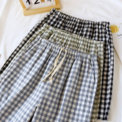 Soft cozy easy Gingham short cotton daily lounge short